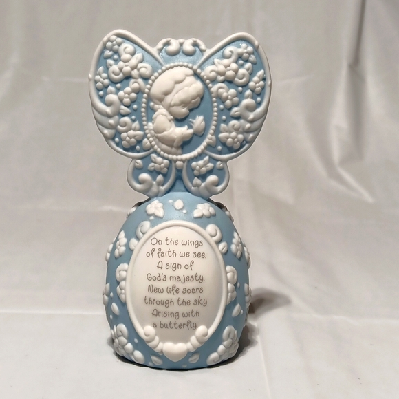 Vintage Precious Moments EUC Blue And White Butterfly Bell - Picture 1 of 6